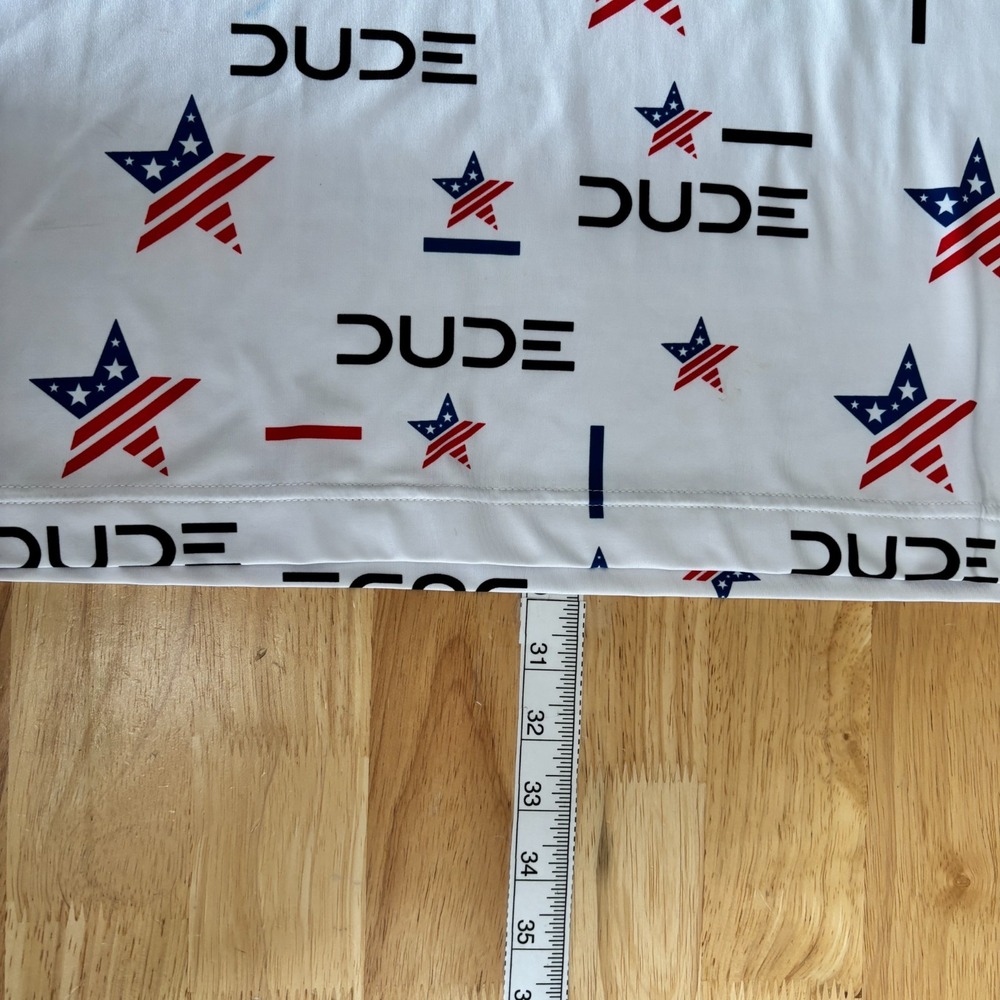 Waggle Performance Golf Polo‎ Shirt Dude Wipes USA Stars Mens L Stretch S/S read - Picture 10 of 10